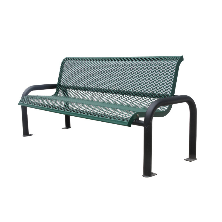 outdoor furniture expanded steel bench public park metal mesh bench seat outside garden patio iron chair bench with backrest