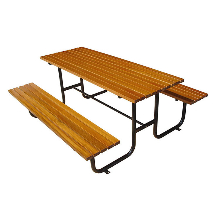 outdoor commercial wooden slat picnic table with bench outside restaurant hardwood dining table garden patio timber coffee table