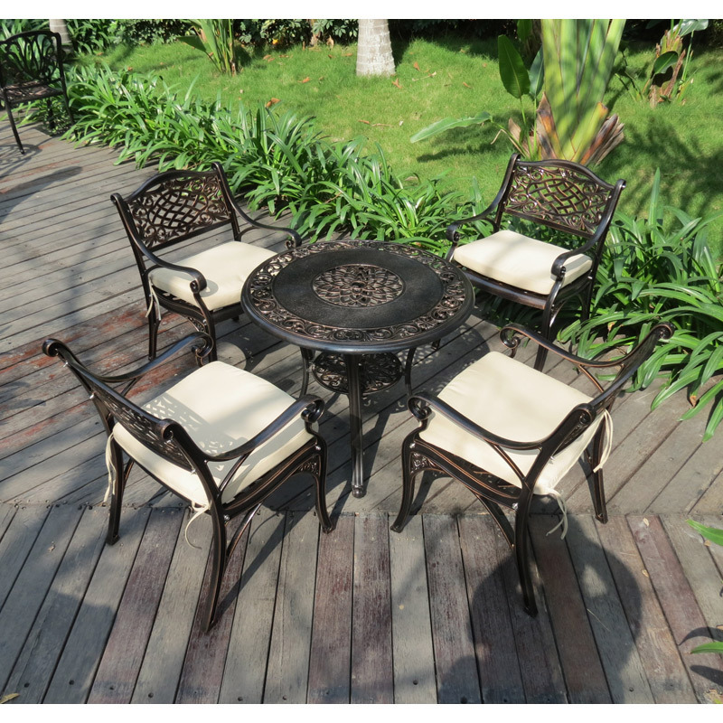 garden furniture set aluminium round table outdoor patio dining table set 4 chairs