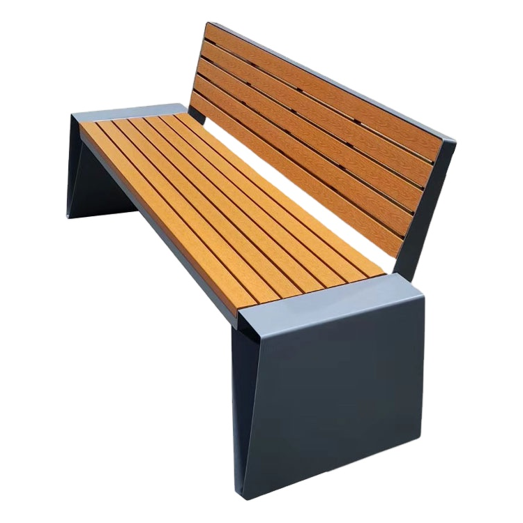 outdoor cast aluminum leg recycled plastic wood bench seat outside park bench seating public garden patio long  bench chair