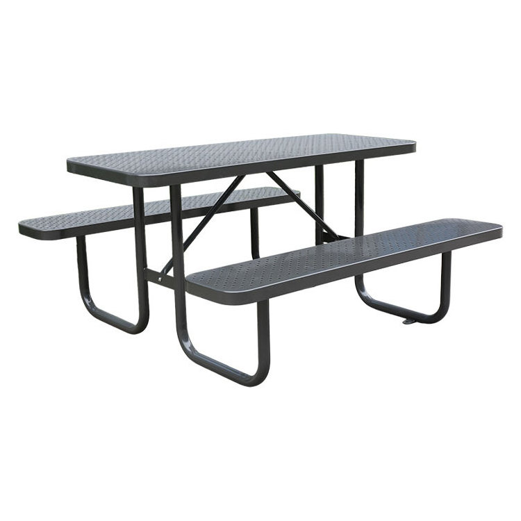 outdoor portable perforated metal extra long picnic table with bench outside steel modern steel dining coffee bench and table