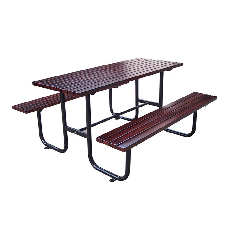 outdoor commercial wooden slat picnic table with bench outside restaurant hardwood dining table garden patio timber coffee table