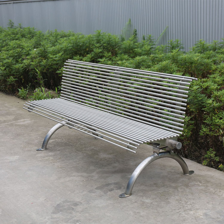 outdoor furniture modern stainless steel bench seat public park steel tubular bench seating outside garden patio metal bench