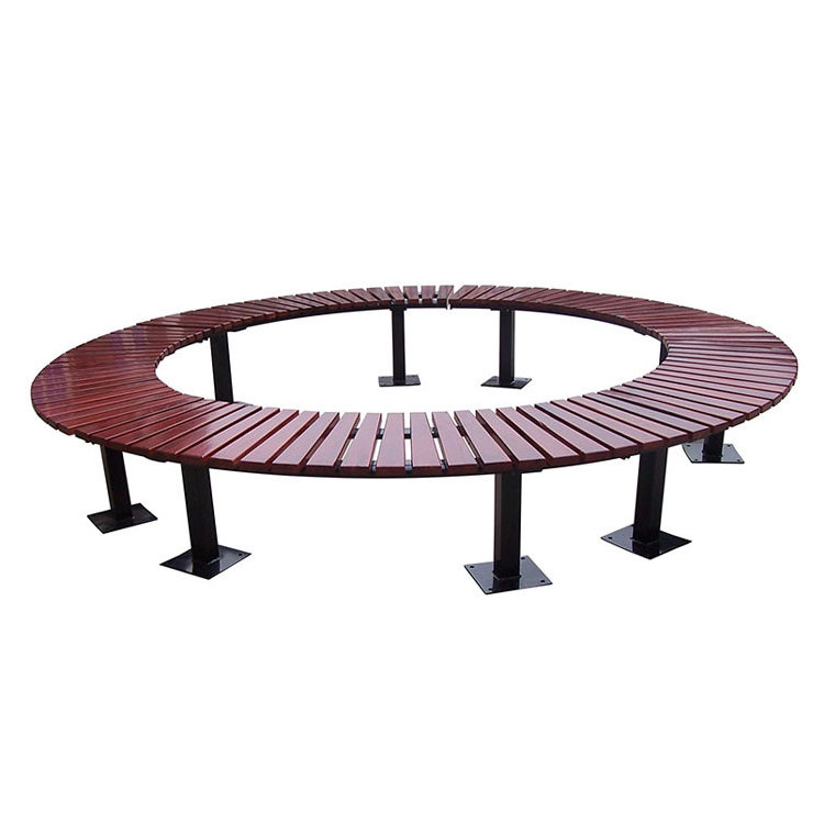 custom cast iron wood slats curved garden semi circle outdoor bench with backrest