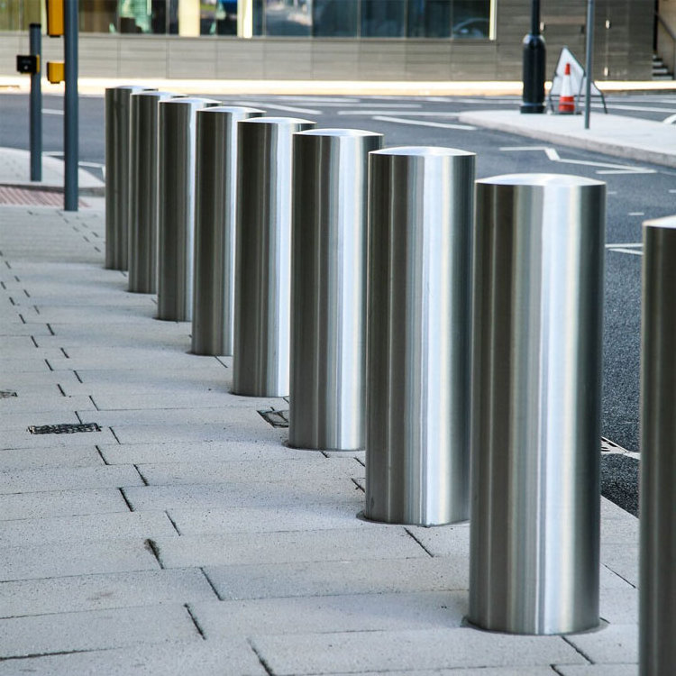 round stainless steel fixed protection outdoor street road metal parking traffic safety barrier bollard