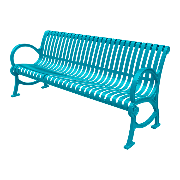 outdoor metal slats public park bench seating outside street bench chair out door garden patio slatted steel iron seat bench