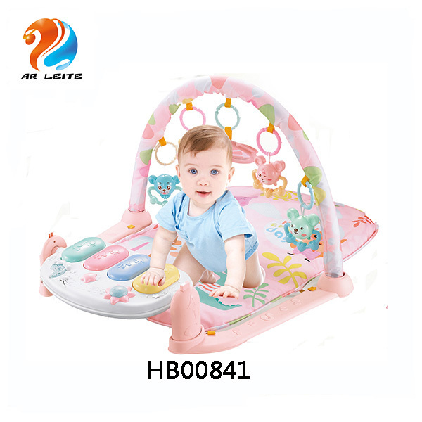 2020 Happy baby puzzle foot pedal infant piano carpet fitness rack baby activity play gym mat with keyboard piano