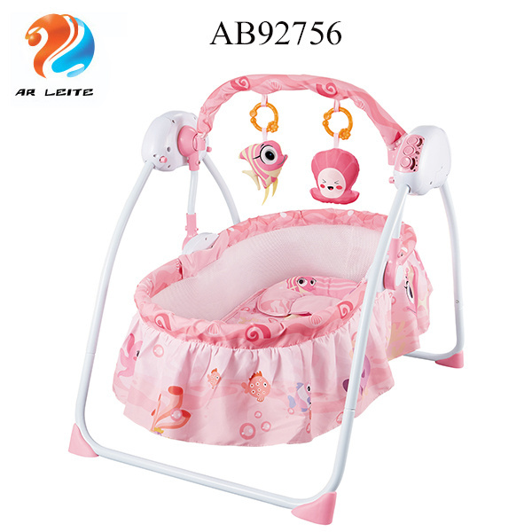 2019 high-quality remote control baby cradle electric smart automatic swing baby crib with mosquito net