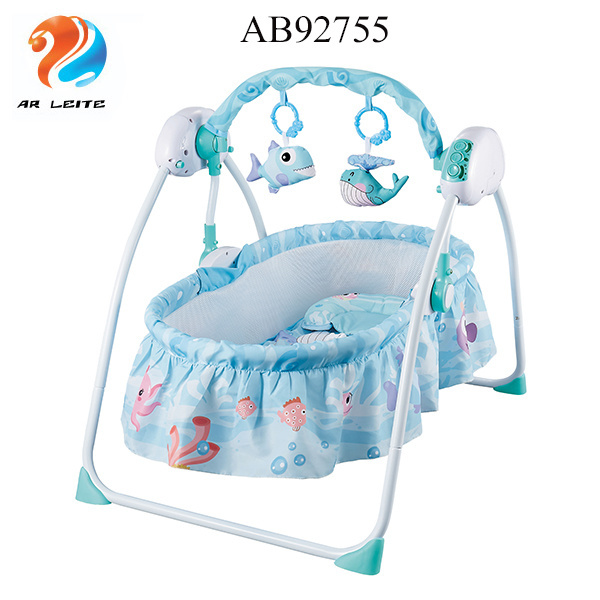 2019 high-quality remote control baby cradle electric smart automatic swing baby crib with mosquito net