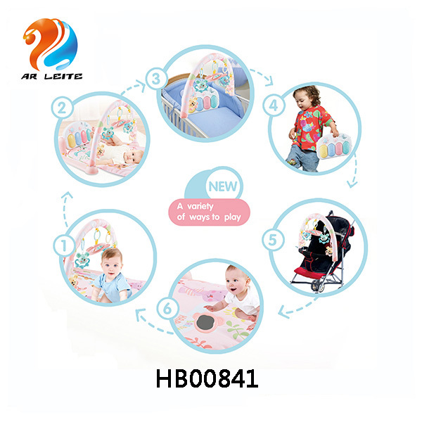 2020 Happy baby puzzle foot pedal infant piano carpet fitness rack baby activity play gym mat with keyboard piano