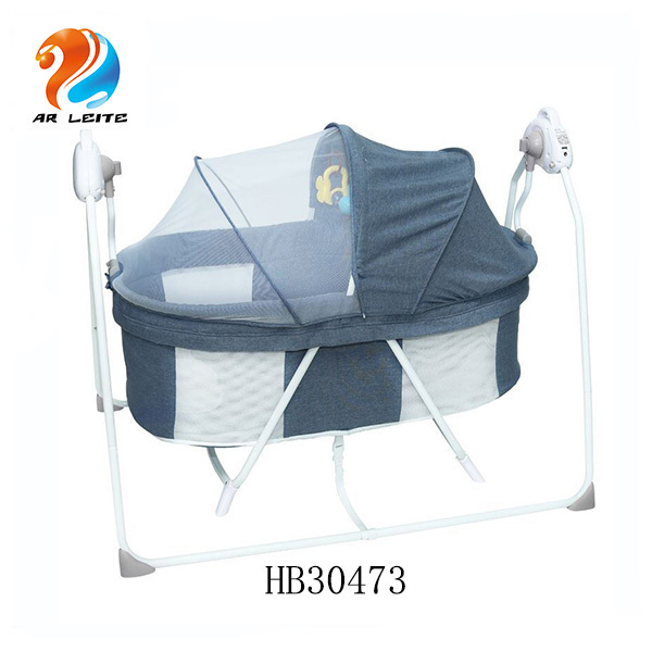 Hot Sell Comfort Indoor Automatic Blueteeth Remote Control Electric Swing Bed  Infant USB Electric Rocking Bed Baby Cradle