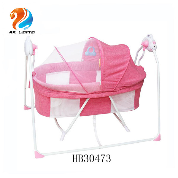 Hot Sell Comfort Indoor Automatic Blueteeth Remote Control Electric Swing Bed  Infant USB Electric Rocking Bed Baby Cradle