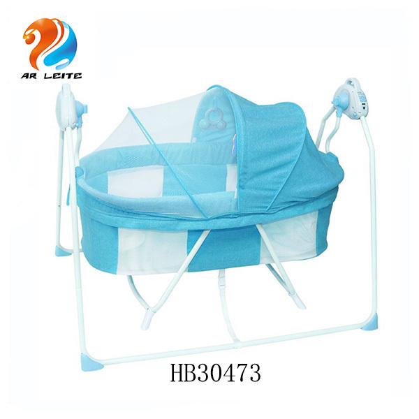 Hot Sell Comfort Indoor Automatic Blueteeth Remote Control Electric Swing Bed  Infant USB Electric Rocking Bed Baby Cradle