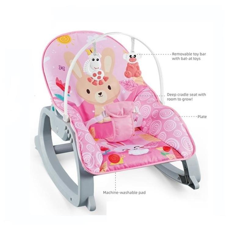 China Made Pink Educational and Portable Activity Central  Infant Crib Rocker with  Music and Vibration Baby Rocking Chair