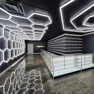 Customized 6500K suspended hexagonal garage honeycomb nightclub ceiling led light car detailing studio lights