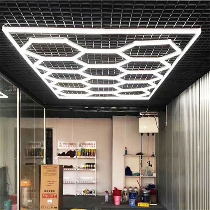 Hexagon Garage Light Customization 110V-240V LED Ceiling Light for Auto Detailing Workshop Car Body Repair Carwash