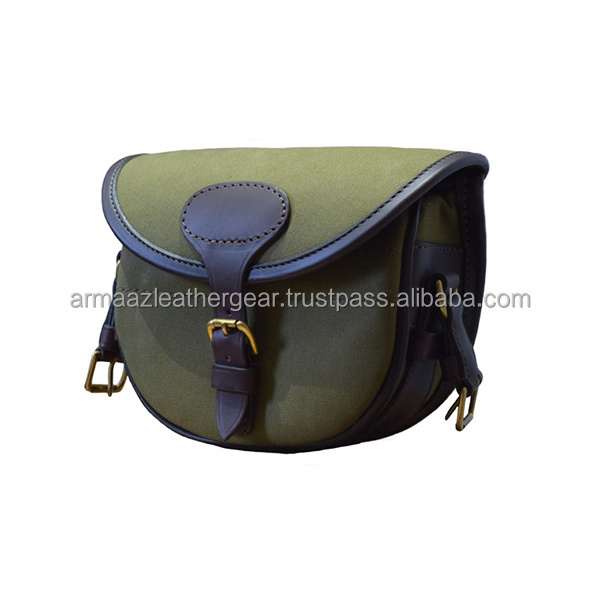 Armaaz leather High Quality Canvas and Genuine Soft Leather Hunting Cartridge Bag.