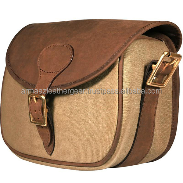 Armaaz leather High Quality Canvas and Genuine Soft Leather Hunting Cartridge Bag.