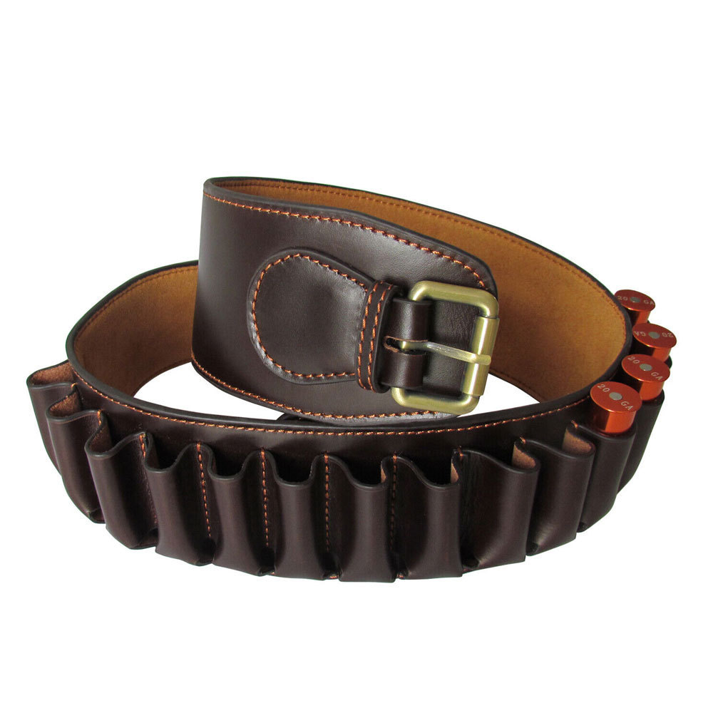 Brown Genuine Leather Cartridge Belt Ammo Holder Carrier Shooting Bandolier Hunting Accessories Shot Outdoor Cartridge Belt