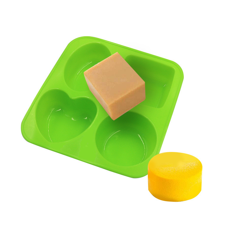 4 Cavities 3D Handmade Mould Soap Mold Kitchen Baking Tools Candle Candy Chocolate Cake Molds Food Grade Silicone 