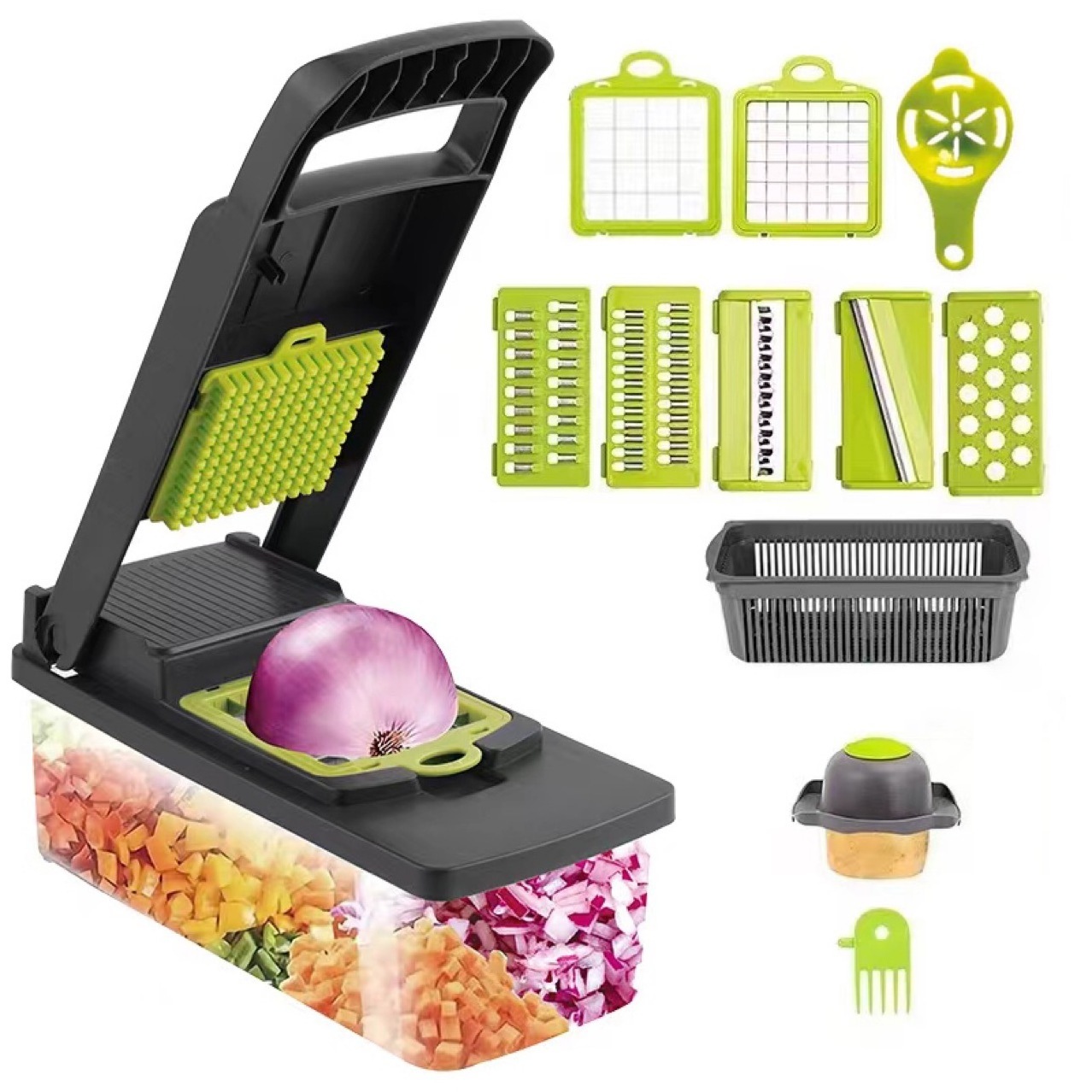 Hot Sale Vegetable Slicer Food Processor Meat And Vegetable Chopper Grinder 14 In 1 Full Star Vegetable Chopper