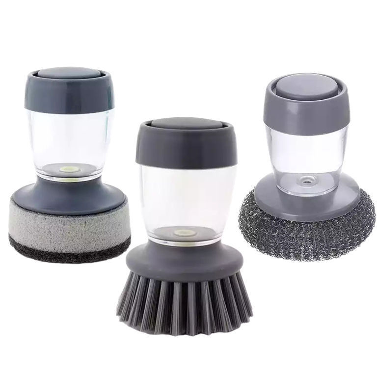 New Design Soap Dispensing Palm Dish Washing Cleaning Brush Refillable Comb Durable Dishwashing Liquid Brush