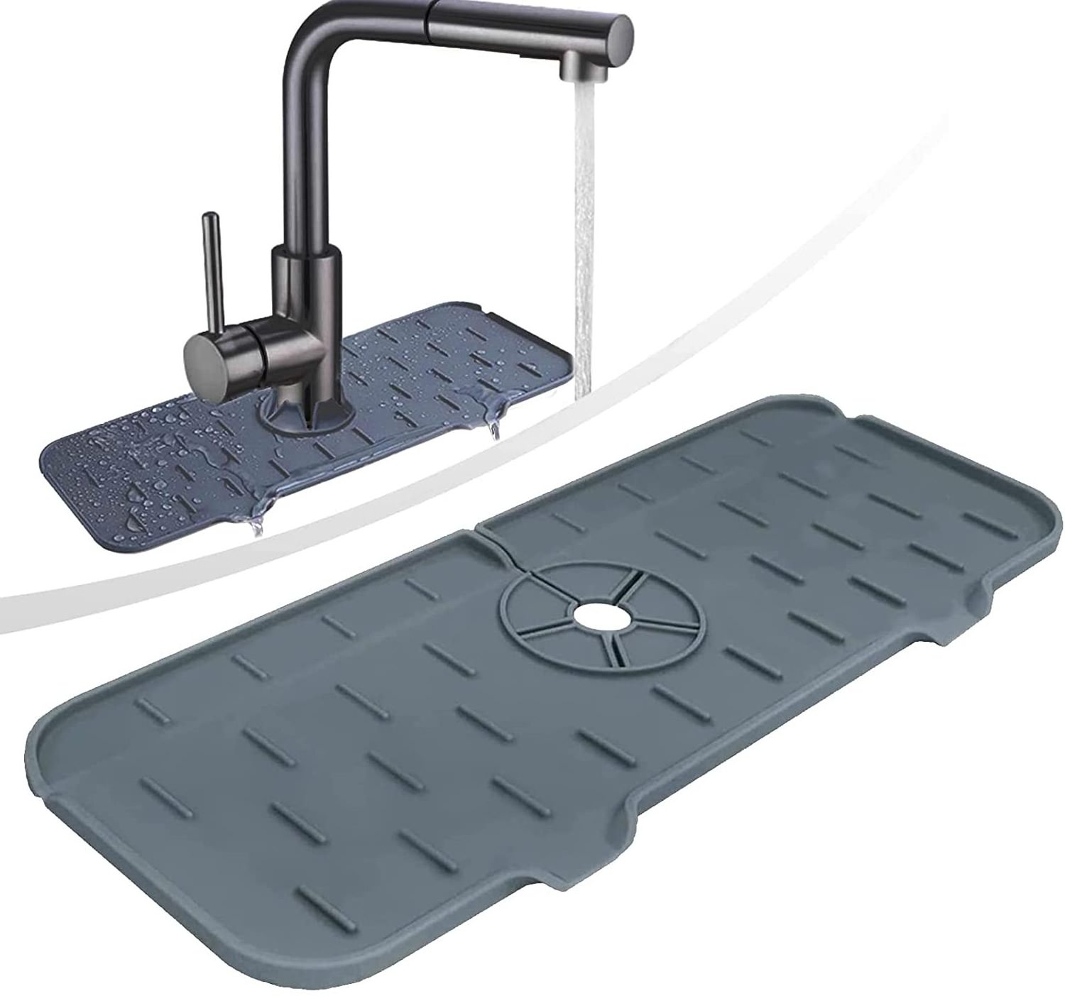 Foldable Sink Faucet Splash Catcher Sink Draining Pad Behind Faucet Drying Mat for Kitchen Silicone Faucet Water Catcher