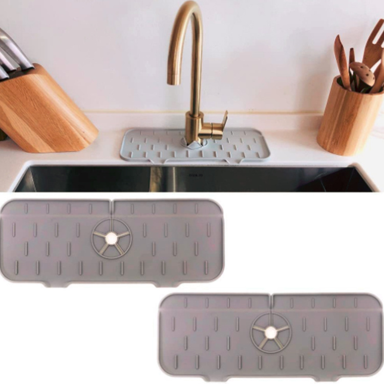 Foldable Sink Faucet Splash Catcher Sink Draining Pad Behind Faucet Drying Mat for Kitchen Silicone Faucet Water Catcher