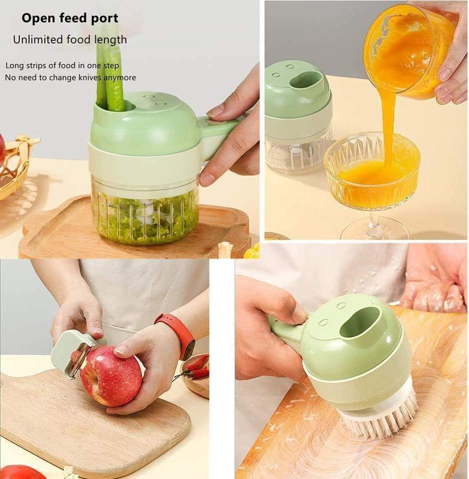 Electric Food Vegetable Chopper 4 In1 Handheld Portable Electric Vegetable Cutter Mini 4 In 1 Electric Vegetable Chopper