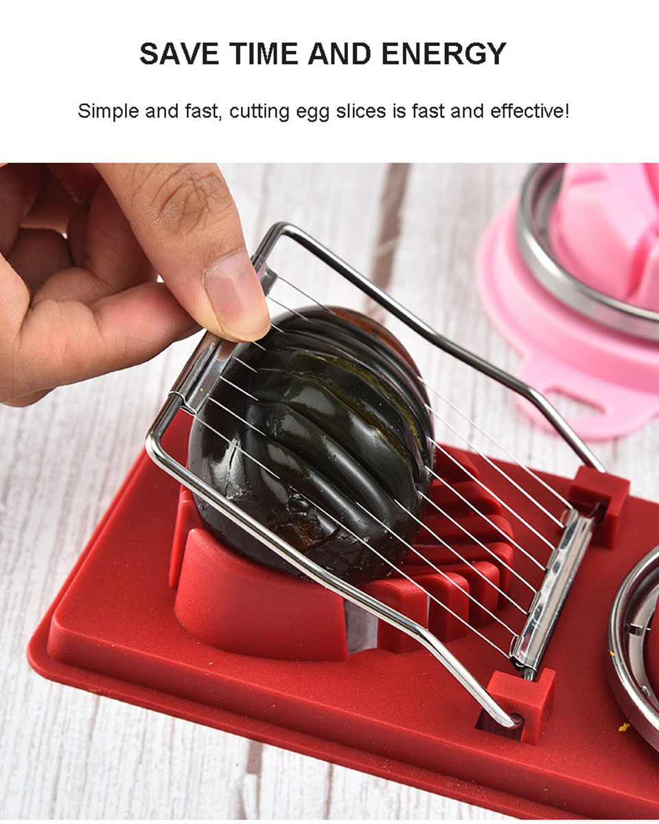 High Quality Durable Egg Slicers 2 In 1 Egg Slicer Cutter Stainless Steel Eggs Slicer Kitchen Accessories Tool