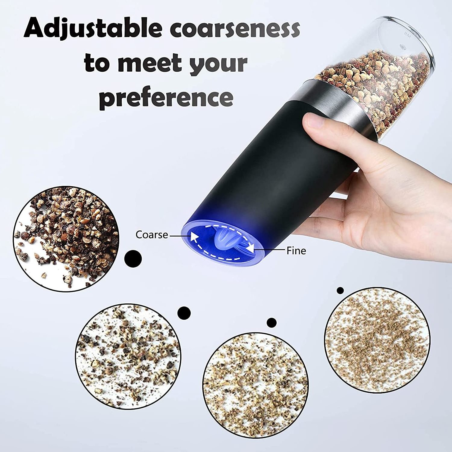 2023 Adjustable Electric Automatic Mill Pepper And Salt Grinder Set Rechargeable Gravity Electric  Grinder For Kitchen Use