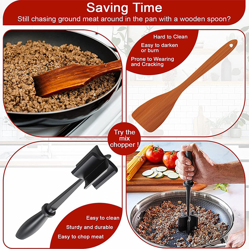 Multifunction 5 Curve Blades Ground Beef Masher Meat Masher Durable Meat And Vegetable Chopper Nylon Meat And Potato Masher