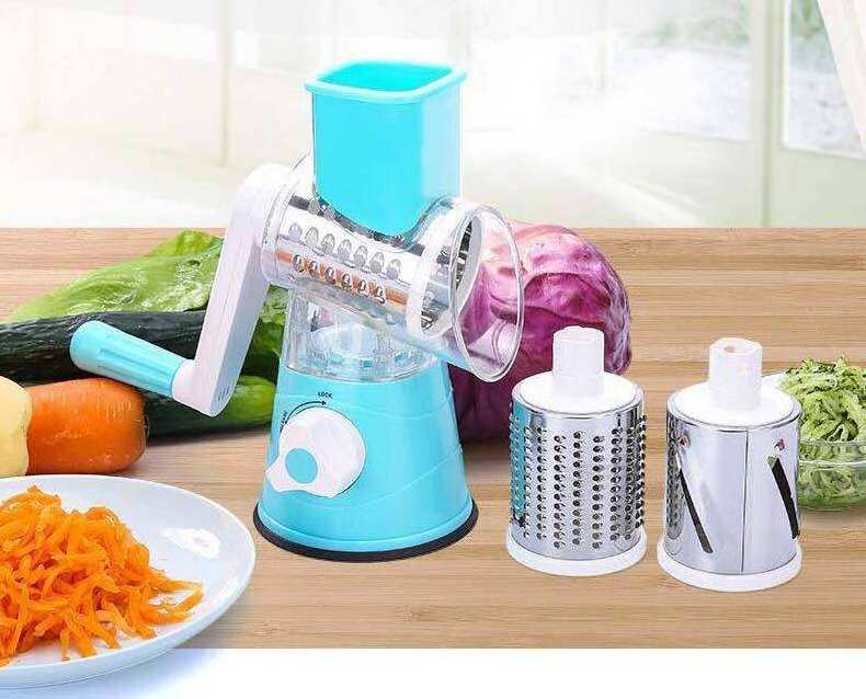 New Products 2023 Unique Multifunctional Household Hand Small Rotary Cheese Grater Slicer 3 In 1 Round Vegetable Chopper