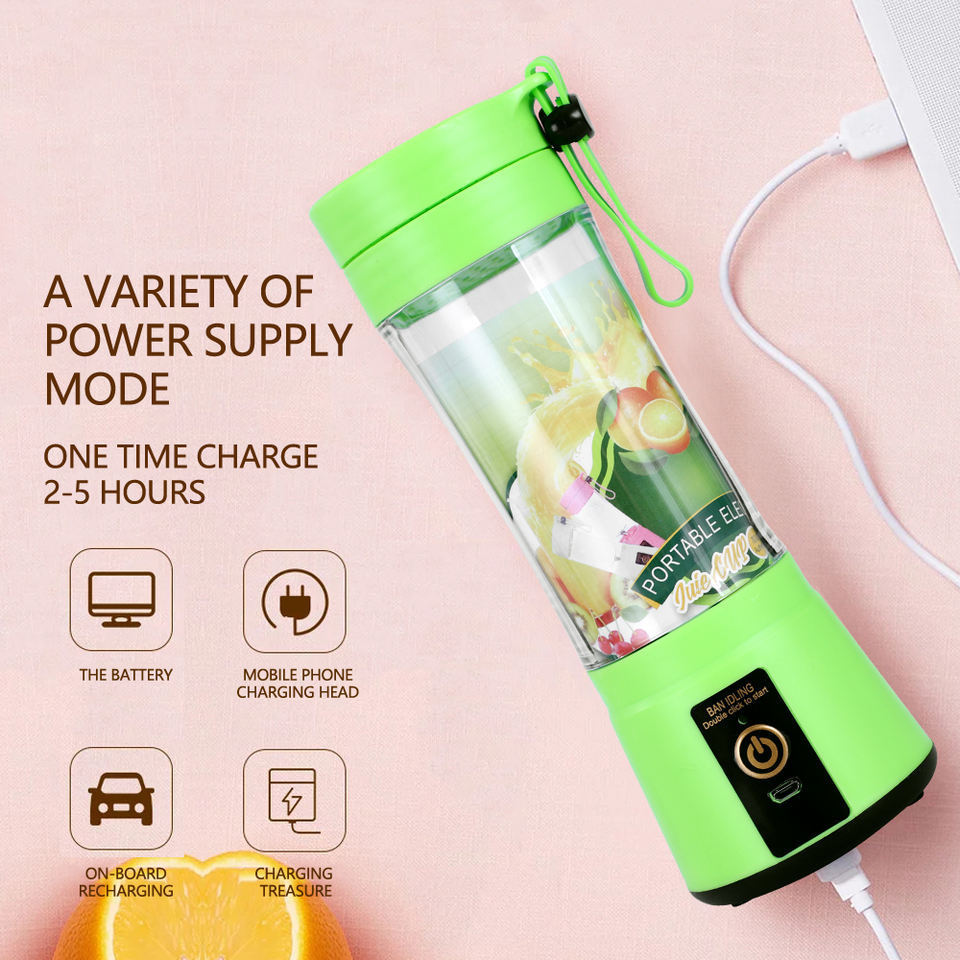 2024 New Product Small Blender Portable Personal Mini Juicer Cup 380ML Electric Orange Juice Blender for Kitchen Gadgets Plastic