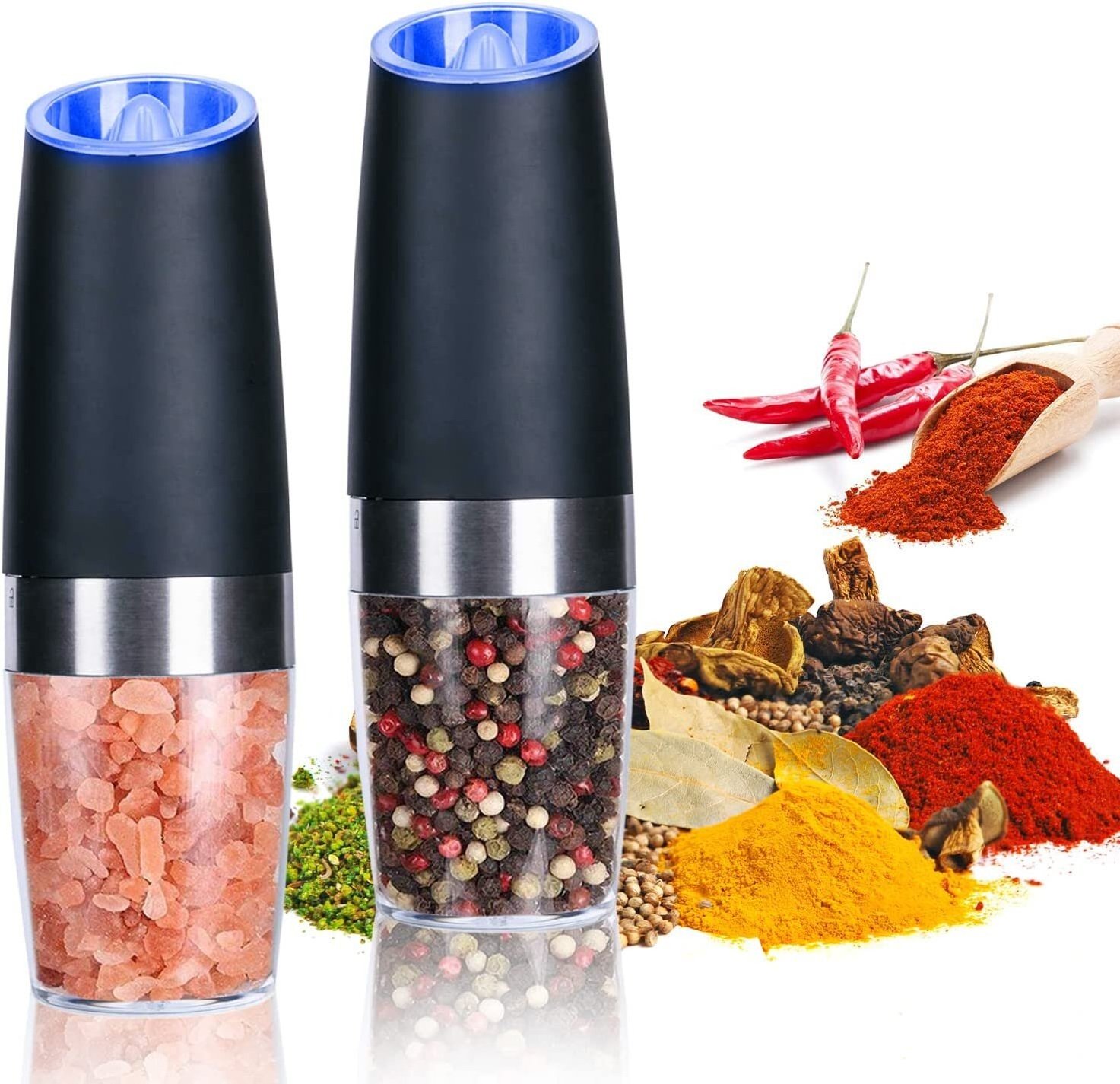 2023 New Style Compact Goods Adjustable Electric Automatic Mill Pepper Salt Grinder Set Rechargeable Salt And Pepper Grinder