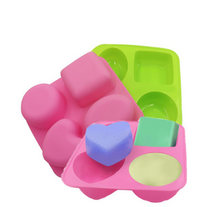 4 Cavities 3D Handmade Mould Soap Mold Kitchen Baking Tools Candle Candy Chocolate Cake Molds Food Grade Silicone 