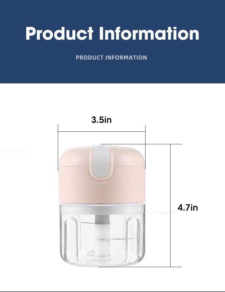 Kitchen Portable USB Electric Garlic Vegetable Chopper Electric Garlic Stirrer Wireless Small Food Processor Meat Chopper