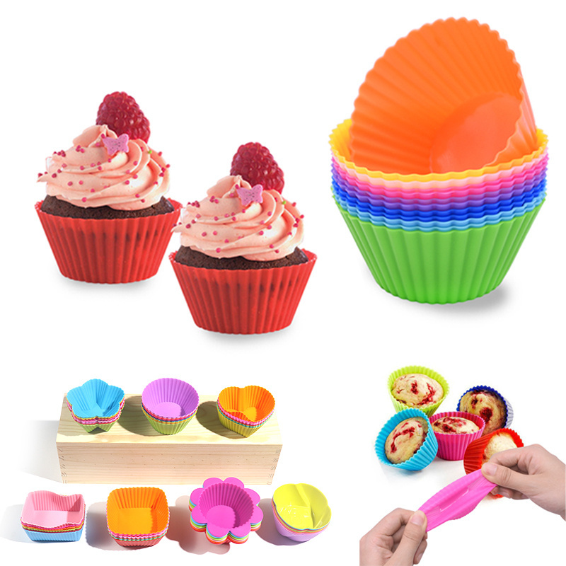 Wholesale Heat Resistant Cake Mold Non-Stick Muffin Baking Cup Silicone Reusable Cake Mold Cupcake Liners