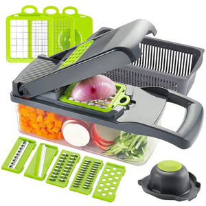 High Quality 12 In 1 Multifunctional Kitchen Professional Hand Held Press Vegetable Chopper Slicer Cutter Fruit Vegetable Tool