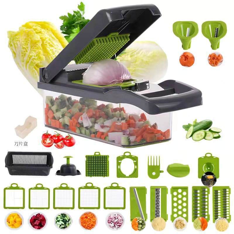 22 In 1 Processor Manual Hand Kitchen Dicer Cutter Machine Salad Potato Carrot Garlic Fruits Vegetable Chopper Mandolin Slicer