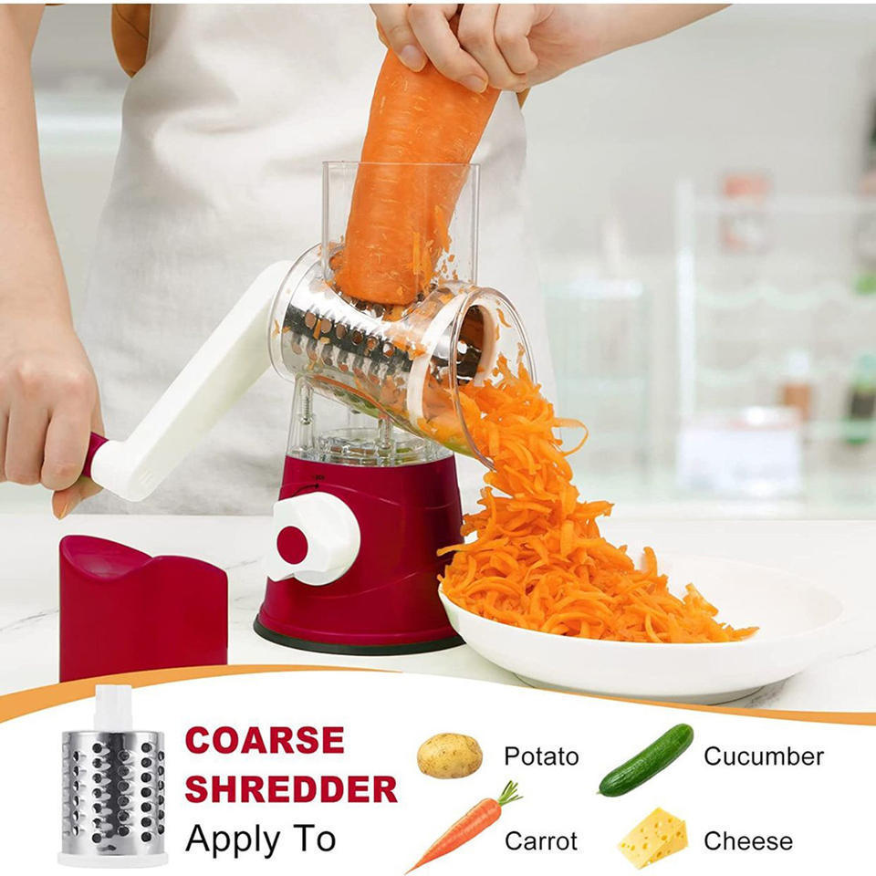 New Products 2023 Unique Multifunctional Household Hand Small Rotary Cheese Grater Slicer 3 In 1 Round Vegetable Chopper