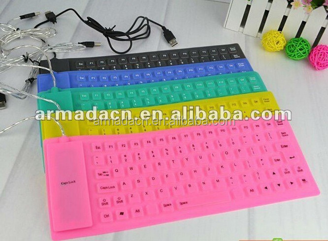 85keys Wire USB Interface Silicone Keyboard for PC Desktop Laptop Waterproof Flexible Keyboard and  Silicone Mouse