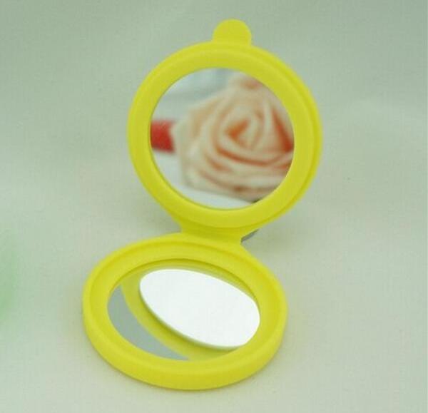 Round Silicone Double Sided Foldable Compact  Makeup Silicone Pocket Mirror