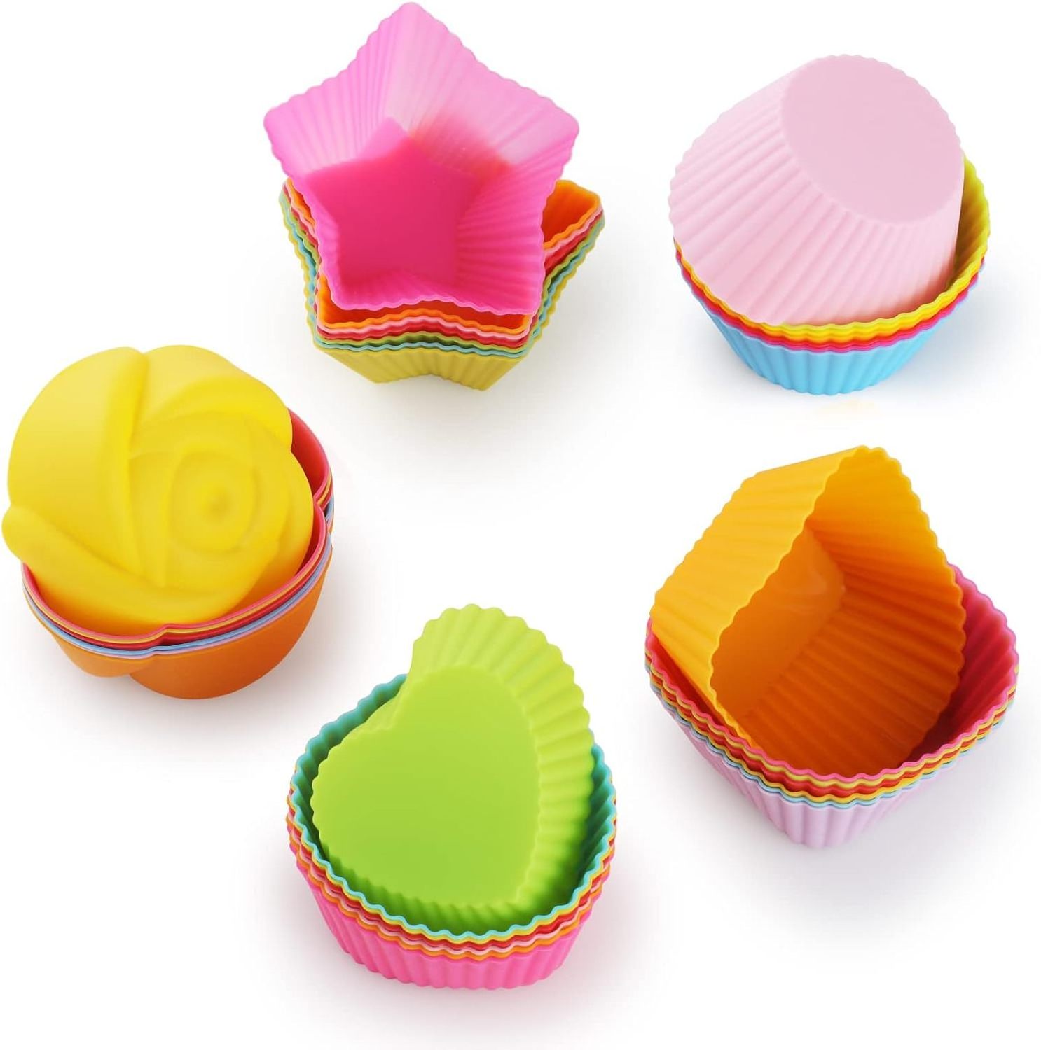 Wholesale Heat Resistant Cake Mold Non-Stick Muffin Baking Cup Silicone Reusable Cake Mold Cupcake Liners