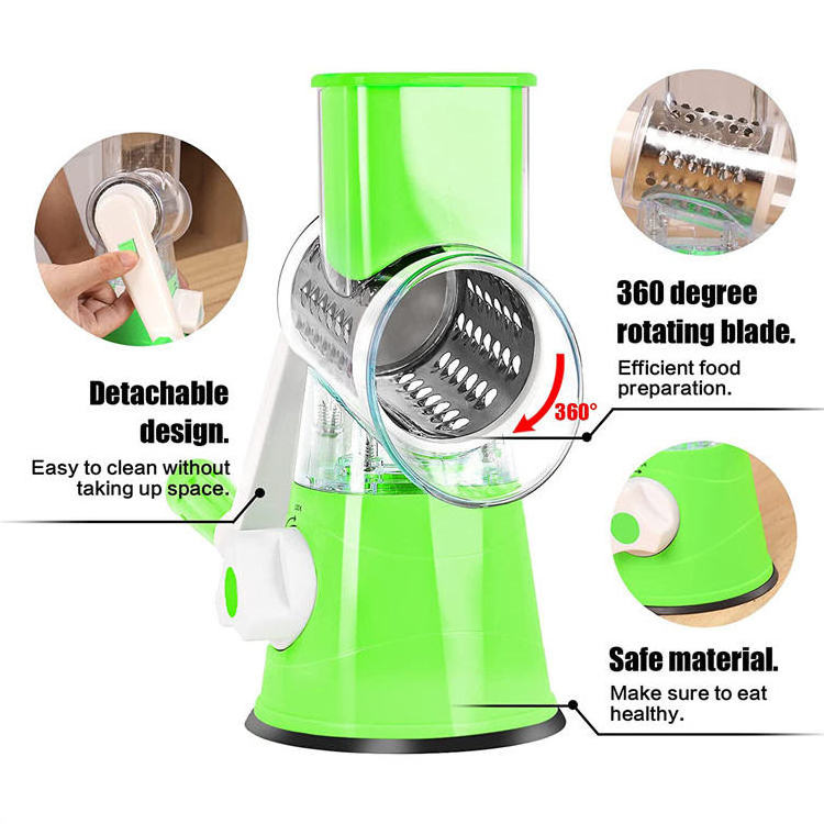 2024 Multifunctional Vegetable Cutter Durable Vegetable Chopper Rotating Grater Kitchen Tools 3 In 1Manual Rotary Cheese Grater