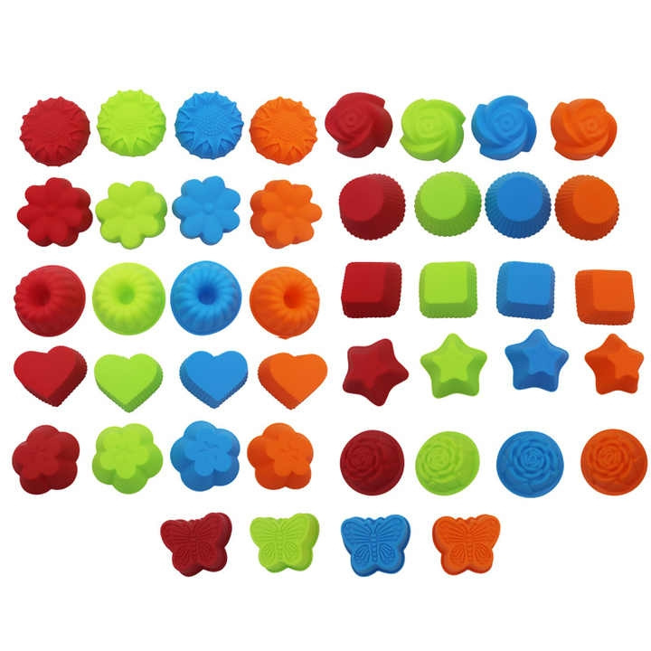 Multi Shape Various Colors Silicon Cupcake Mould Easy To Clean Mini Cupcake Paper Liner Durable Silicone Cupcake Baking Cups