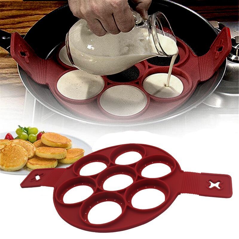 Durable Silicone Breakfast Pancake Mold Nonstick Round Shaped Silicone Fried Egg Mold For Kitchen DIY Baking Tools