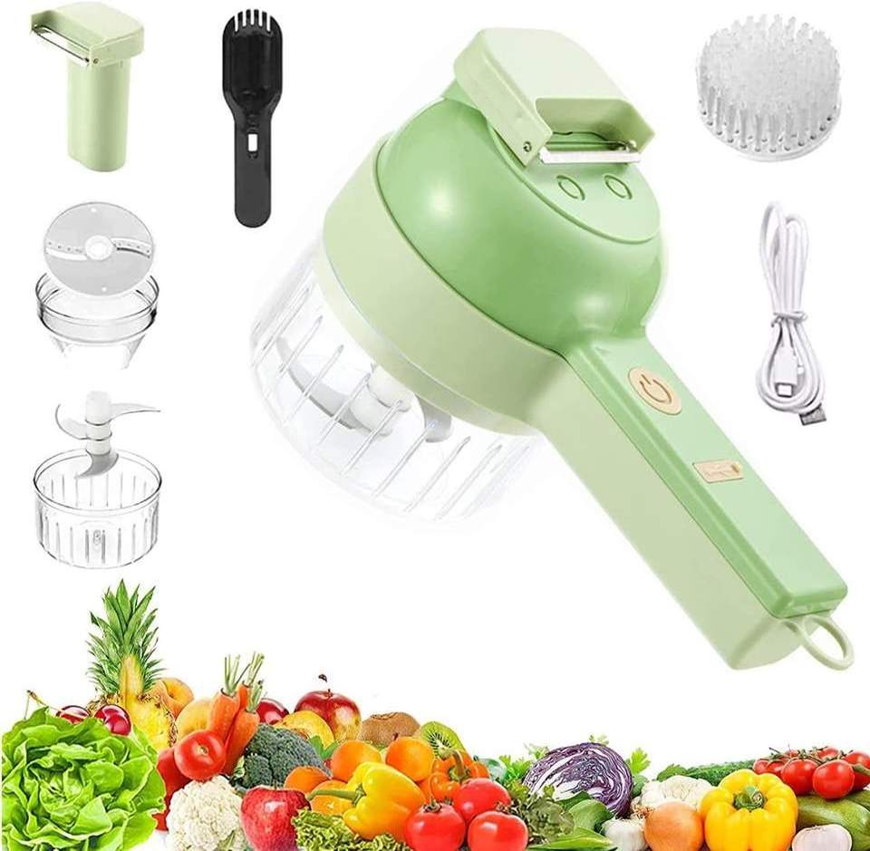 2024 Portable Electric Vegetable Cutter Set Multifunction Vegetable Chopper Electric 4 In 1 Handheld Electric Vegetable Cutter