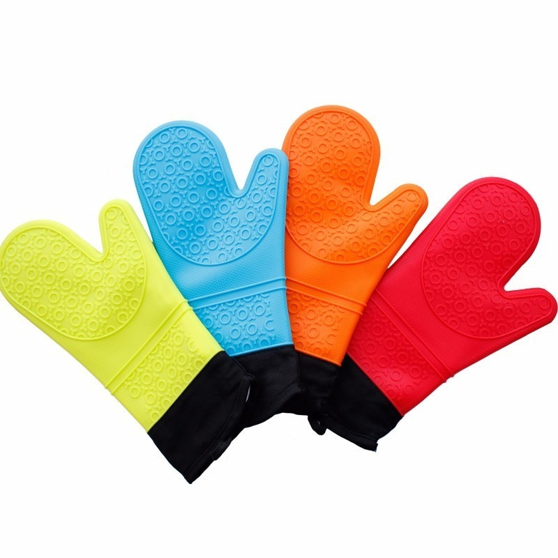 Waterproof Heat Resistant Silicone Glove with Cotton Anti-slip Kitchen BBQ Cooking Baking Gloves Oven Mitts Silicone Products