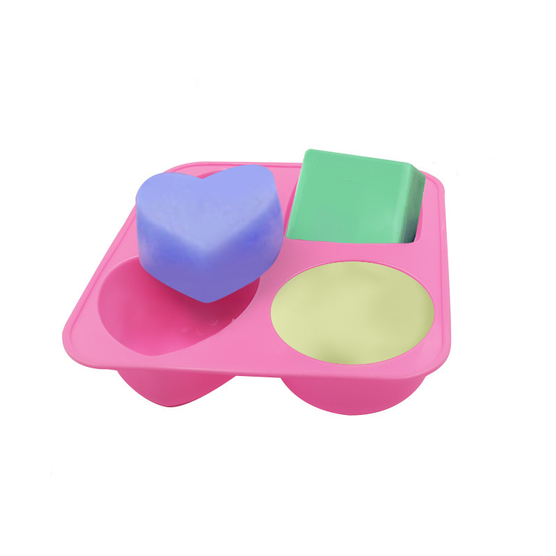 4 Cavities 3D Handmade Mould Soap Mold Kitchen Baking Tools Candle Candy Chocolate Cake Molds Food Grade Silicone 